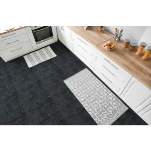 Adhesivo para baldosas de suelo - Negro / Pelar y pegar / 24 piezas