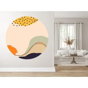 Adhesivos de pared - Amarillo con puntos azules / Círculo