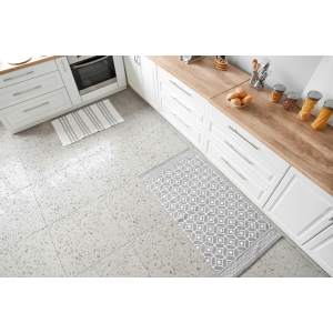 Adhesivo para baldosas de suelo - Patrón Blanco Pálido y Gris. / Pelar y pegar / 24 piezas