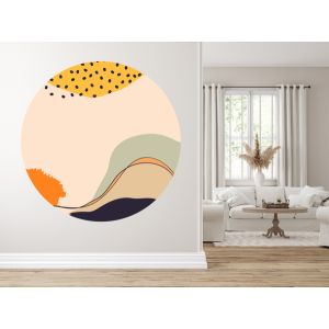 Adhesivos de pared - Amarillo con puntos azules / Círculo